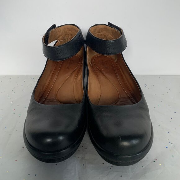 Clarks Artisan Clarene Tide Black Leather Ankle Strap Platform Wedges - Size 6.5 - Picture 3 of 16